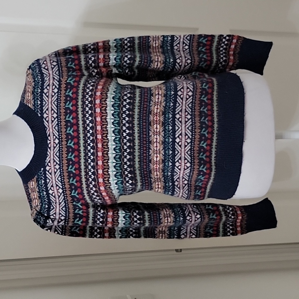 J. Crew Size S Fair Isle Puff Sleeve Crewneck Sweater, Gently Used Condition